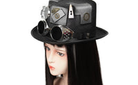 Black Gothic Steampunk Hat Textured Finish Steampunk Top Hat Wide Brim Costume Headwear Tall Crown