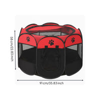 Breathable Mesh Foldable Feline Birthing Pen Zippered Door Octagon Feline Pen Soft-Sided Portable Pet Tent Indoor Outdoor Use for Cats, Newborn Kittens, Nursing, Breeding