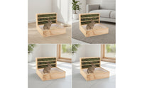 Wooden Hay Feeder with Tray Wood Small Pet Hay Feeder Large Capacity Grass Manger for Enclosures