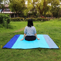 Picnic Blanket and Waterproof Mat for Family Picnic, 210T Polyester Camping Mat with Corner Pockets, Extra Large Beach Blanket