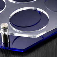 Blue Acrylic Liquor Glass Rack, Holds 8 Glasses, Shot Glass Display Stand, Practical and Elegant Party Accessory