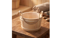 Wooden Sauna Bucket with Rope Handle Traditional Sauna Bucket with Rope Handle Portable for Steam Room