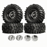 4 Pieces RC Crawler Wheel and Tire Assembly Dark Wheel and Tire Set with Beadlock Rim High Traction Tires for Trail Building