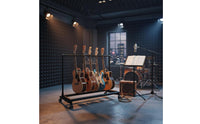 On Wheels Rolling Guitar Rack Locking Casters Multiple Guitar Stand Space Saving Musical Instrument Accessory Foldable for Musicians