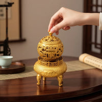 Brass Incense Burner Decorative Incense Burner with Lid Embossed Vessel for Tea Room