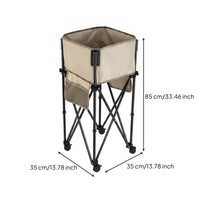 Portable Foldable Storage Rack Metal Frame Textile Storage Bin Open Top Bin Shelf Organizer Cylindrical for Outdoor