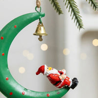 Metal Easter and Christmas Ornament Design Christmas Tree Hanging Decoration Festive Design Snowman Santa Elk Ornament for Homeowners, Stairs, 4.33 x 3.15 x 1.18 Inches