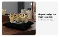 Gold King Crown Regal Design men's King Crown Gender-Neutral Jeweled Tiara Ornate Detailing Sturdy Build for Actors, Pageants