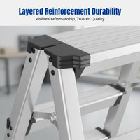 Portable Aluminum Alloy Folding Ladder, Thickened, Multi-Functional, Home Construction, Double Reinforced Frame