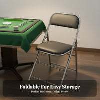 With Backrest Metal Frame Folding Chair Space-Saving Padded Foldable Seat Sturdy and Long-Lasting Portable Seating No Assembly Required for Mahjong Players, Restaurant Owners, Indoor, Events, Parties, Office