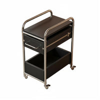 Space-Saving 2-Tier Rolling Trolley mid-centuryvintage and design 2-Tier Rolling Stand Multi-Functional End Table adjustable for Apartment Dwellers, Design aficionados, Living Room, Bedroom, Kitchen, Bathroom