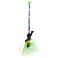 Witch Broom with LED Lights Multicolor Witch Broom Spooky for Halloween