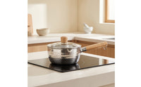 Stainless Steel Saucepan with Glass Lid Hammered Snow Pan Induction Compatible Saucepan with Lid Food-Grade for Singles