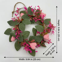 Eucalyptus Spring Door Wreath, 25cm Rattan Front Door Wreath, Artificial Faux Floral for Home Exterior, Pale Red Mixed Berries