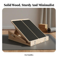 Wooden Slant Board with Handle Anti-Slip Adjustable Incline Board Slanted Calf Stretcher for Fitness Enthusiasts, Athletes, Home Gym