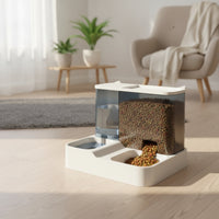 Simple to Use Automatic Feeder with Transparent Storage Bottle Compact Automatic Feeder and Water Dispenser Double-Bowl Safe for Young Dogs, Apartment