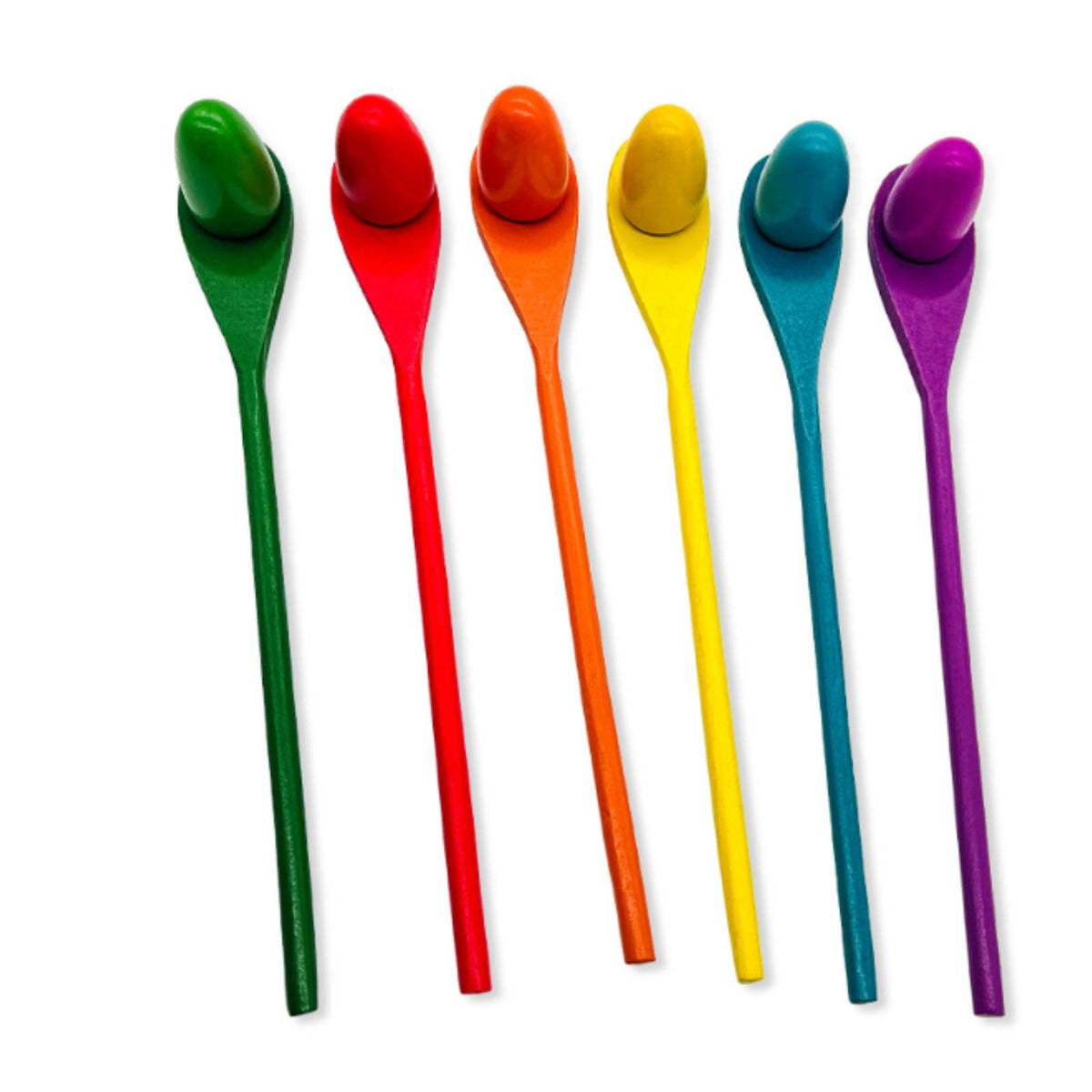 Improves Fine Movement Skills Egg and Spoon Race Game Sturdy Wood Construction Wooden Egg and Spoon Set Water-Based Paint Wooden Balance Relay Game Bright Colors for Preschoolers, Toddlers, Team Building, Kindergarten, Party Activities, Outdoor