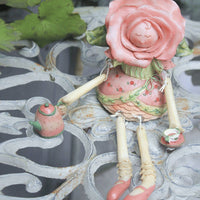Angel Figurine with Rose Hood Floral Resin Angel Statue Hand-Painted Girl Sculpture Serene Decor Calming for Collectors, Desk