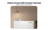 Modern Reception Desk with Lacquered Finish Contemporary Salon Front Desk Lamp Feature Luxury Commercial Counter Suitable for Beauty Salons Retail Stores Corporate Lobbies Professional Workplaces