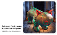 Inflatable Cat with Green Stripes | Glossy Air-Filled Construction, Vivid Graphic Detailing, for Yard