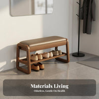 2-in-1 Design Upholstered Shoe Rack Bench Space-Saving Household Furniture Padded Seat Spacious Storage for Families, Homeowners, Adults, Entryway, Hallway, Bedroom, Living Room