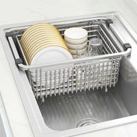 Dish Rack and Dish Drainer with Kitchen Utensil Holder, Adjustable Stainless Steel Sink Drainer, Space Saving Over Sink Drain Rack for Cutlery