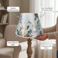 Lampshade with Patterned Cloth Shade for Ceiling Lights and Table Lamps, Round Shape Textile for Bedroom and Hotel Room