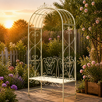 Garden Arch Bench, Iron-made, 115x47x228cm, Large, Rose, Rose Arch, For Climbing Plants
