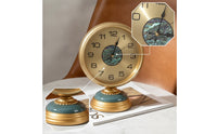 Gold-Tone Desk Clock with Pedestal Brushed Pedestal Clock Vintage-Luxe Analog for Bookshelf