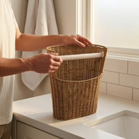 Rattan Toilet Use Paper Holder Slightly Tapered Woven Bathroom Basket Decorative