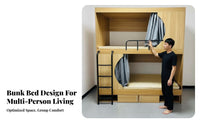 Wooden Bunk Bed Sturdy Guardrail Solid Wood Bed Frame Quiet and Stable Bedroom Furniture for Teens, Adults Apartment, Dorm Room, Vacation Home