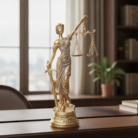 Lady Justice Statue Lustrous Deity of Justice Figurine Ornate for Office, Desk
