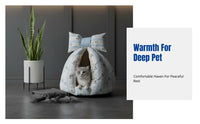 Soft Pet Den Machine-Washable Ribbon-Topped Pet Tent Warm Enclosed Design for Young Felines, Small Dogs, Winter Use, Indoors
