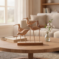 Bird Sculpture with Wooden Base Rustic Tabletop Bird Figurine Vintage-Influenced Ornament for Homeowners, Art Collectors, Entryway Table