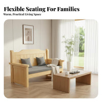 Modern Chinese design Slatted Frame Sofa Set Minimalist Design Living Room Furniture All-Season Use Wooden Couch Thick Seat Cushions for Homeowners, Apartment Dwellers, Office Managers, Home, Lounge Area, Sunroom
