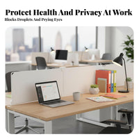 Workspace Separator Adjustable Desk Screen Clamp Anti-Fall Barrier Clamp-on Desk Baffle Easy to Install Privacy Panel No Drilling Required for distant Workers, Receptionists, Retail Employees, accessibleplanPlan Workareas, School, Library