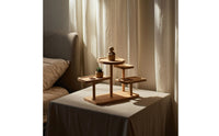 Multi-Tier Tiered Display Stand Solid Wood Wooden Display Stand Sturdy Desktop Organizer Rack Compact for Collectors, Decorators, Shop Window, Living Room, Bedroom