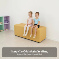 Faux Leather Long Seat Soft Padded Armless Backless Ottoman Comfortable pad Upholstered Bench for Children, Guests, Dance Studio, Rest Area, Lobby