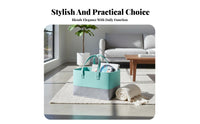 Textile Storage Basket Large Capacity Color Block Laundry Hamper With Handles Bi-Color Textile Tote for Homeowners, Crafters, Shopping, Bedroom