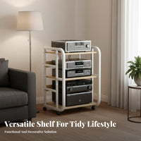 Movable with Wheels Multi-Layer Amplifier Rack Heavy Duty High-Fidelity Equipment Stand Sturdy Construction AV Equipment Stand Reinforced Steel Frame for Audiophiles, Home Theater Enthusiasts