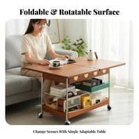 2-Tier Rolling Side Table Foldable Design 2-Tier Folding Trolley With casters