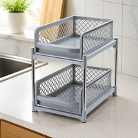 Kitchen Pull-Out Shelf, Narrow Kitchen Organizer 18.5x38x62cm, 2 Levels, Freestanding, for Kitchen Storage