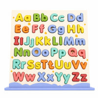 Wooden Alphabet Puzzle Interactive Alphabet Board with 3D Letters Educational Toy Tactile Game Smooth for Preschoolers