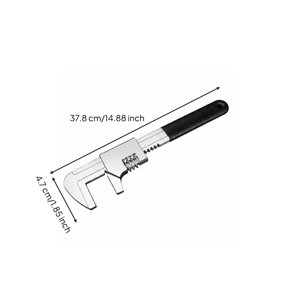 Chrome Steel Steel 90-Degree Angle Adjustable Wrench Polished Silver Finish F-Shaped Wrench Black Grip F Style Spanner