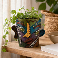 Textured Sculptural Planter Resin Human Sculptural Planter Multicolored House Decoration for Indoor, Garden, Balcony
