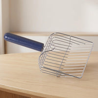Metal Scooper with Wood Handle, Large Stainless Steel Litter Scooper for Fast Sifting, 33*15.5cm Steel Cat Litter Sifter for Efficient Cleaning