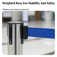 Sturdy Construction Retractable Belt Stanchion Easy Assembly Retractable Belt Barrier 4-Way Connection Queue Line Barrier Post Rustproof for Event Organizers, Security Personnel, Business Owners, Airports, Red Carpet Events, Retail Stores