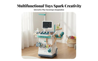 Realistic Details Simulation Toy Trolley Set Rich Accessories Kids Role Play Cart Movable Wheels Themed Toy Push Cart Safe Materials for Children, Preschoolers, Toddlers, Preschool, Playroom, Daycare, Home
