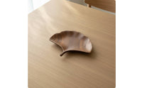 Ginkgo Leaf Tray Hand-Carved Leaf Shaped Tray Walnut Finish for Hosts, Tea Service, Tabletop Decor