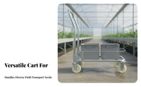 Vegetable Transport Cart Push-Pull Design Greenhouse Picking Trolley Foldable 4-Wheel Folding Cart for Farmers, Homeowners, Orchard, Garden, Warehouse